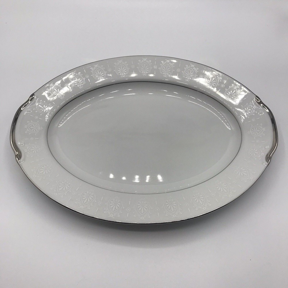 SEYEI Wedding Bell Fine China Small Platter 12” Platinum Trim  Ja…